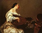 Giuseppe Maria Crespi Woman Playing a Lute oil painting reproduction